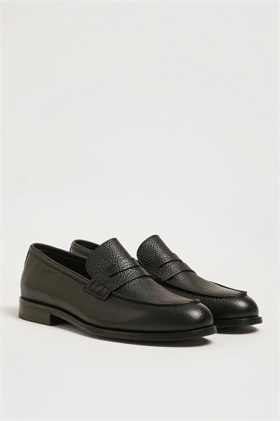 Bernard Model Hakiki Floater Deri Neolitik Taban Loafer Ayakkabı - SİYAH