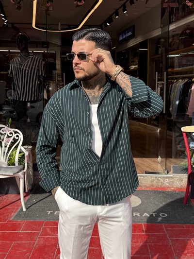 Çizgili Oversize Gömlek