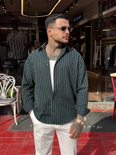 Çizgili Oversize Gömlek