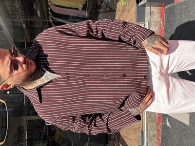 Çizgili Oversize Kamp Yaka Gömlek