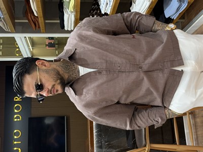 CLASSİC VAMOS Elegant Beyaz Çizgili Kahve ALT-ÜST TAKIM