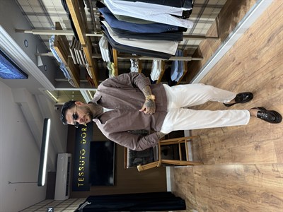 CLASSİC VAMOS Elegant Beyaz Çizgili Kahve ALT-ÜST TAKIM
