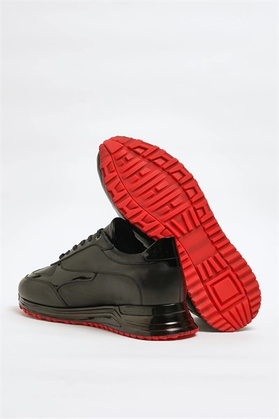 Cophy Model Hakiki Kombinasyonlu Deri İthal Taban Sneaker Ayakkabı - SİYAH