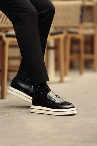 Daring Model Açma Deri İthal Taban Casual Ayakkabı - SİYAH