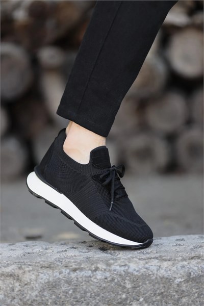 Darsi Model Örme Kumaş Eva Taban Sneaker Ayakkabı - SİYAH