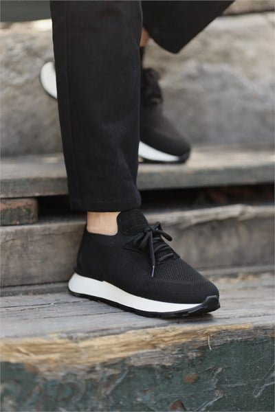 Darsi Model Örme Kumaş Eva Taban Sneaker Ayakkabı - SİYAH
