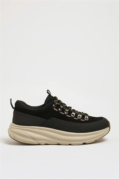 Dastin Model Hakiki Kombinasyonlu Deri İthal Taban Sneaker Ayakkabı - SİYAH