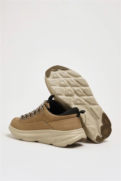 Dastin Model Hakiki Kombinasyonlu Deri İthal Taban Sneaker Ayakkabı - BEJ