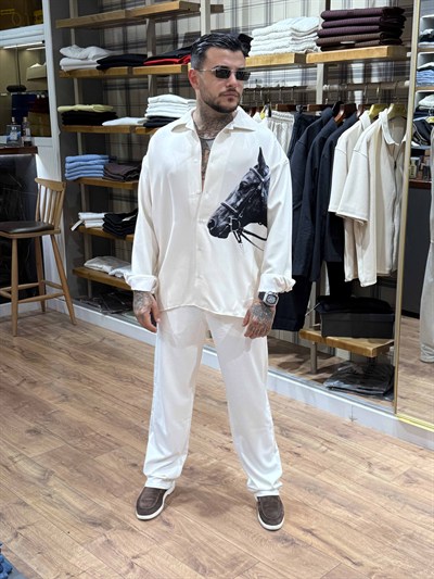 Desenli Oversize Gömlek