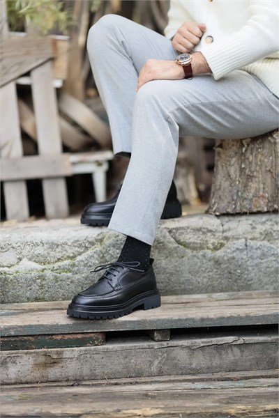 Eddy Model Hakiki Natural Deri Eva Taban Casual Ayakkabı - SİYAH