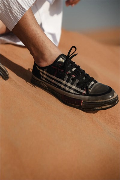 Ekose Model Özel Jel Taban Sneaker Ayakkabı - SİYAH