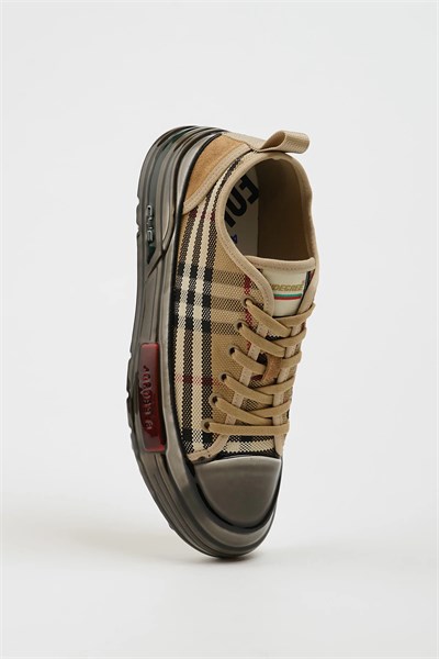Ekose Model Özel Jel Taban Sneaker Ayakkabı - BEJ