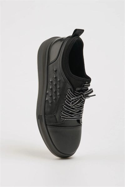 Equal Model Natural Deri İthal Taban Sneaker Ayakkabı - SİYAH