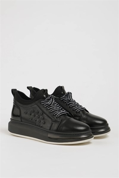 Equal Model Natural Deri İthal Taban Sneaker Ayakkabı - SİYAH