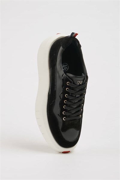 Ergar Model İthal Taban Kombinasyonlu Deri Sneaker Ayakkabı - SİYAH