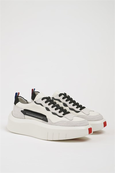Ergar Model İthal Taban Kombinasyonlu Deri Sneaker Ayakkabı - BEYAZ