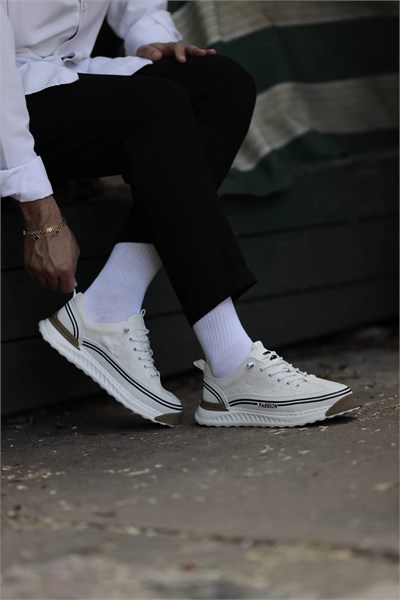 Felicity Model Kombinasyonlu Deri İthal Taban Sneaker Ayakkabı - BEYAZ