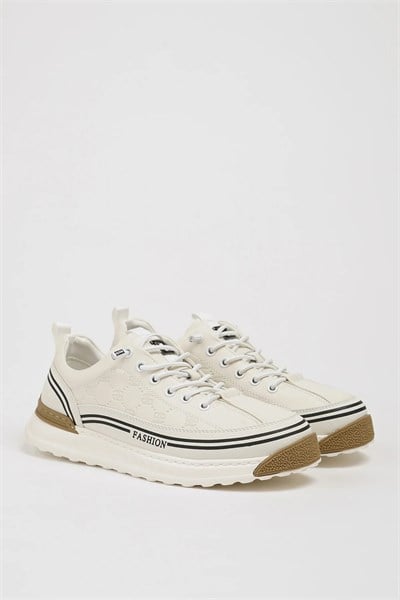 Felicity Model Kombinasyonlu Deri İthal Taban Sneaker Ayakkabı - BEYAZ