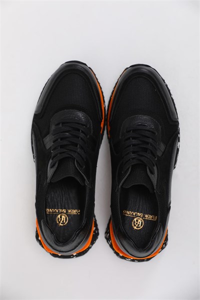 Fermante Model Hakiki Kombinasyonlu Deri Eva Taban Sneaker Ayakkabı - SİYAH