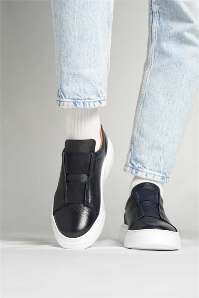 Gogh Model Lastik Detaylı Natural Deri Eva Taban Sneaker Ayakkabı - LACİVERT