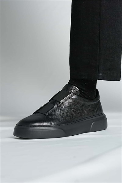 Gogh Model Lastik Detaylı Natural Deri Eva Taban Sneaker Ayakkabı - SİYAH TABAN