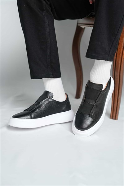 Gogh Model Lastik Detaylı Natural Deri Eva Taban Sneaker Ayakkabı - SİYAH