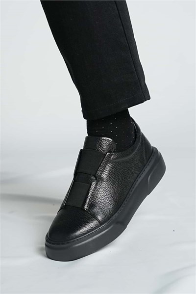 Gogh Model Lastik Detaylı Natural Deri Eva Taban Sneaker Ayakkabı - SİYAH TABAN