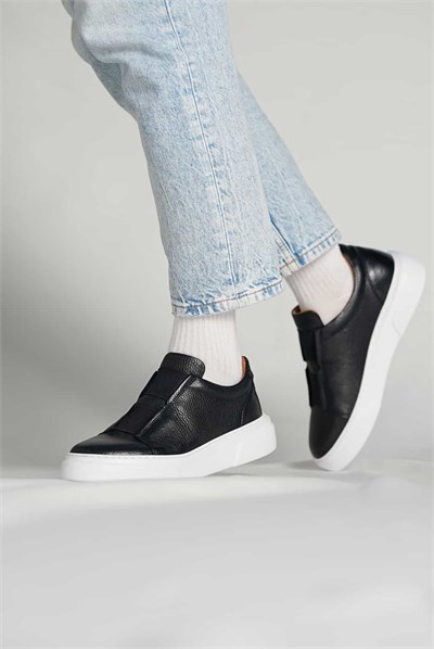 Gogh Model Lastik Detaylı Natural Deri Eva Taban Sneaker Ayakkabı - LACİVERT