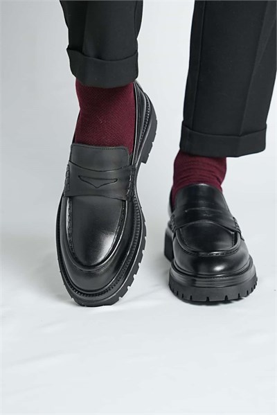 Graf Model Hakiki Natural Deri Eva Taban Casual Ayakkabı - SİYAH