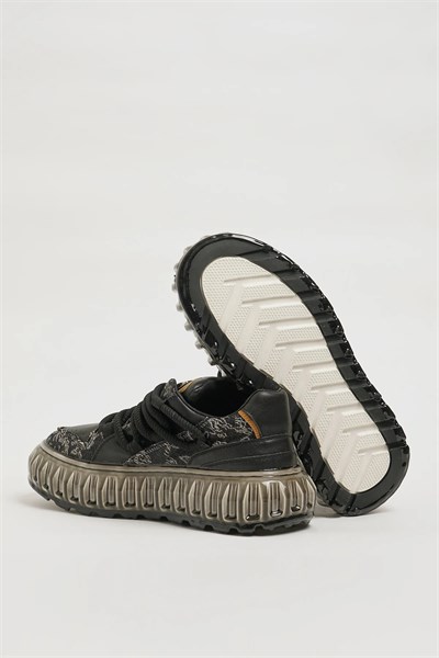 Hernan Model İthal Taban Kombinasyonlu Deri Sneaker Ayakkabı - SİYAH
