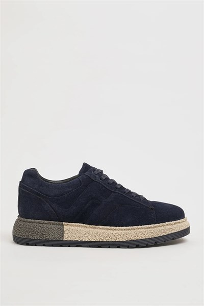 Holly Model Kombinasyonlu Deri İthal Taban Sneaker Ayakkabı - LACİVERT