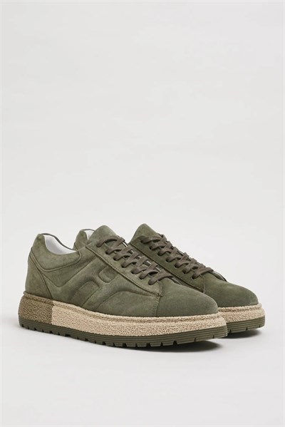 Holly Model Kombinasyonlu Deri İthal Taban Sneaker Ayakkabı - HAKİ