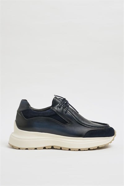 Ikon Model Hakiki Floater Deri Casual Sneakers Ayakkabı - LACİVERT