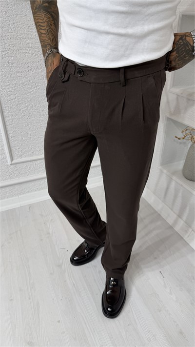 Kahve Modern Fit Pileli Pantolon