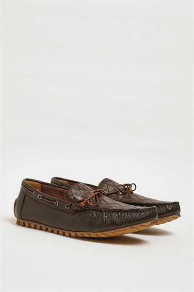 Levinson Model Hakiki Floater Deri Kauçuk Taban Loafer Ayakkabı - KAHVERENGİ