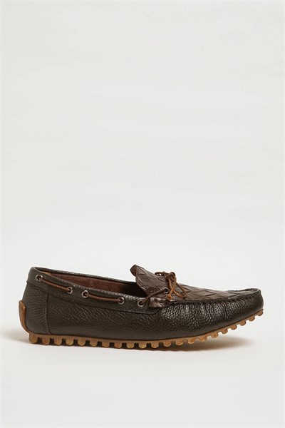 Levinson Model Hakiki Floater Deri Kauçuk Taban Loafer Ayakkabı - KAHVERENGİ