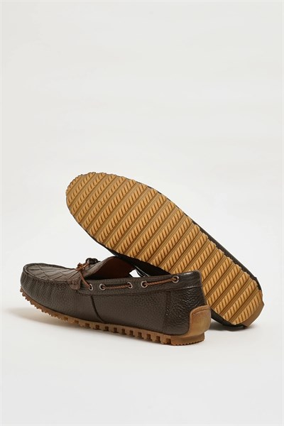 Levinson Model Hakiki Floater Deri Kauçuk Taban Loafer Ayakkabı - KAHVERENGİ