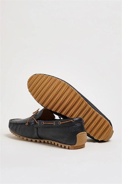 Levinson Model Hakiki Floater Deri Kauçuk Taban Loafer Ayakkabı - LACİVERT