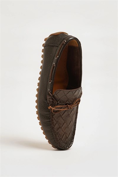 Levinson Model Hakiki Floater Deri Kauçuk Taban Loafer Ayakkabı - KAHVERENGİ