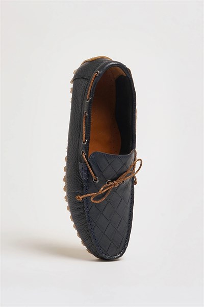 Levinson Model Hakiki Floater Deri Kauçuk Taban Loafer Ayakkabı - LACİVERT