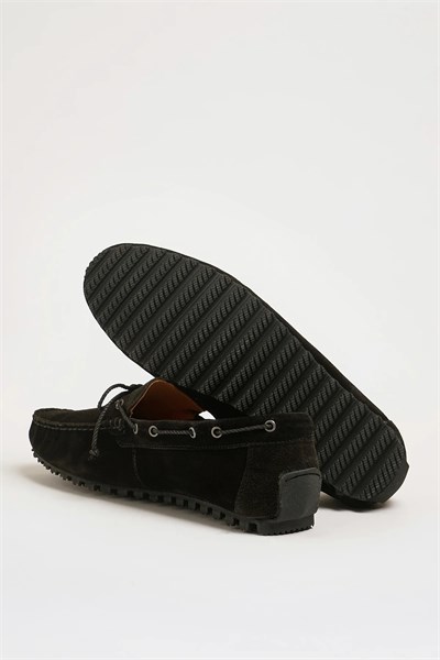 Levinson V2 Model Hakiki Süet Deri Kauçuk Taban Loafer Ayakkabı - SİYAH