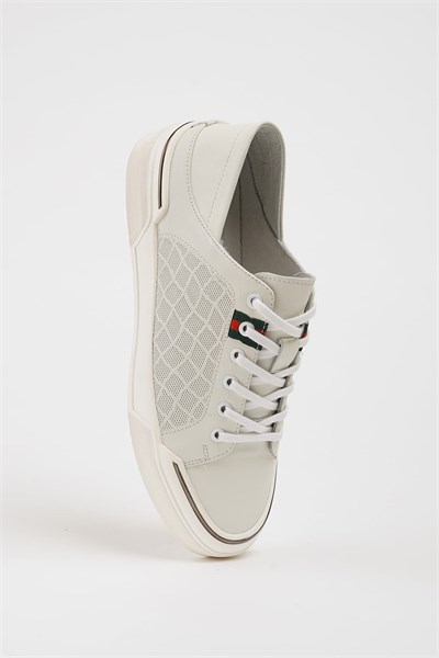 Londo Model İthal Taban Kombinasyonlu Deri Sneaker Ayakkabı - BEYAZ