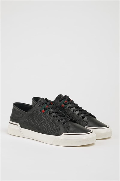 Londo Model İthal Taban Kombinasyonlu Deri Sneaker Ayakkabı - SİYAH