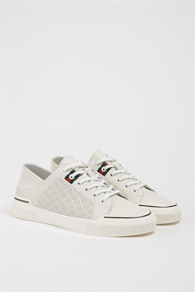 Londo Model İthal Taban Kombinasyonlu Deri Sneaker Ayakkabı - BEYAZ