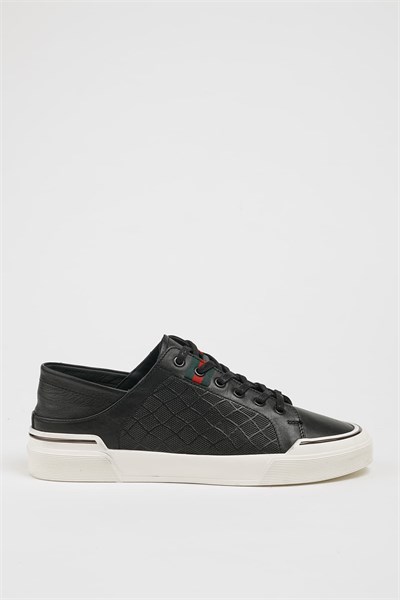 Londo Model İthal Taban Kombinasyonlu Deri Sneaker Ayakkabı - SİYAH