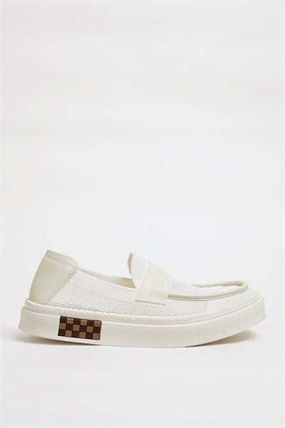 Luis Model Hakiki Örme Triko Kumaş İthal Taban Sneaker Ayakkabı - BEYAZ
