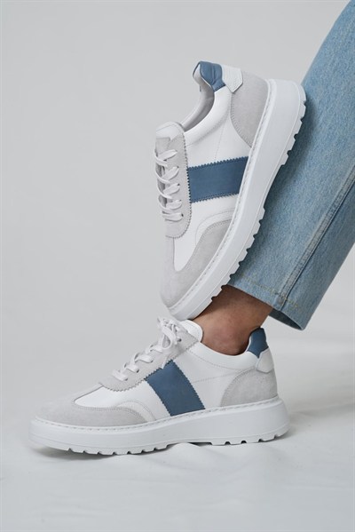 Mateo Model Hakiki Kombinasyonlu Deri Eva Taban Sneaker Ayakkabı - BEYAZ