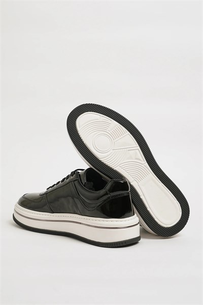 Matias Model İthal Taban Hakiki Deri Sneaker Ayakkabı - SİYAH