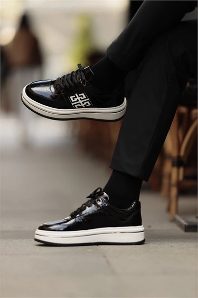 Matias Model İthal Taban Hakiki Deri Sneaker Ayakkabı - SİYAH