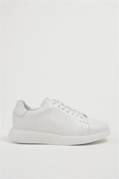 Milano Model Hakiki Deri Eva Taban Sneaker Ayakkabı - BEYAZ